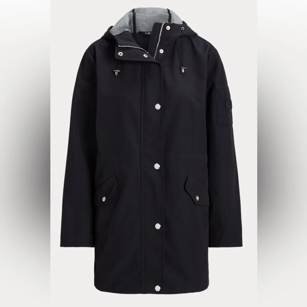 Lauren Ralph Lauren Water Repellent Cotton Blend Anorak in Black Size Large New - Picture 1 of 12